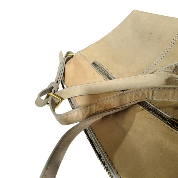 Born Nubuck Leather Boho Crossbody Bag with Adjustable Strap in Beige/Bone - Picture 9 of 9